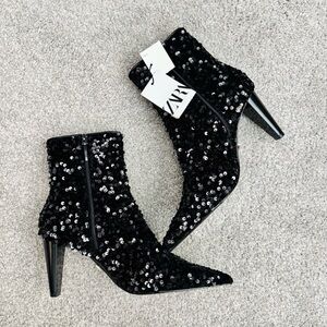 Zara sequin pointed-toe ankle boots